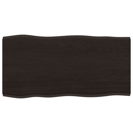 Tischplatte 80x40x2 cm Massivholz Eiche Behandelt Baumkante