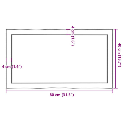 Tischplatte 80x40x(2-6) cm Massivholz Behandelt Baumkante