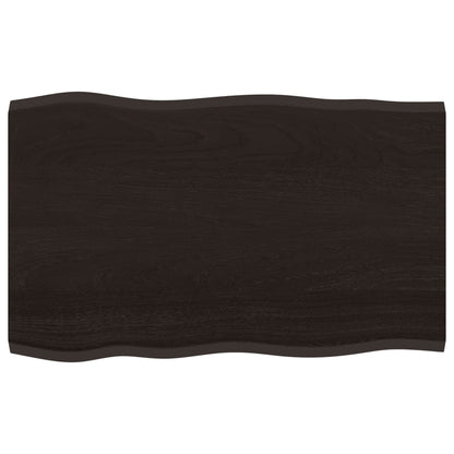 Tischplatte 80x50x2 cm Massivholz Eiche Behandelt Baumkante