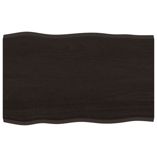 Tischplatte 80x50x2 cm Massivholz Eiche Behandelt Baumkante
