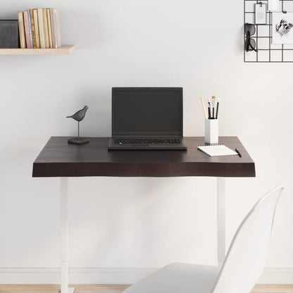 Tischplatte 80x50x2 cm Massivholz Eiche Behandelt Baumkante
