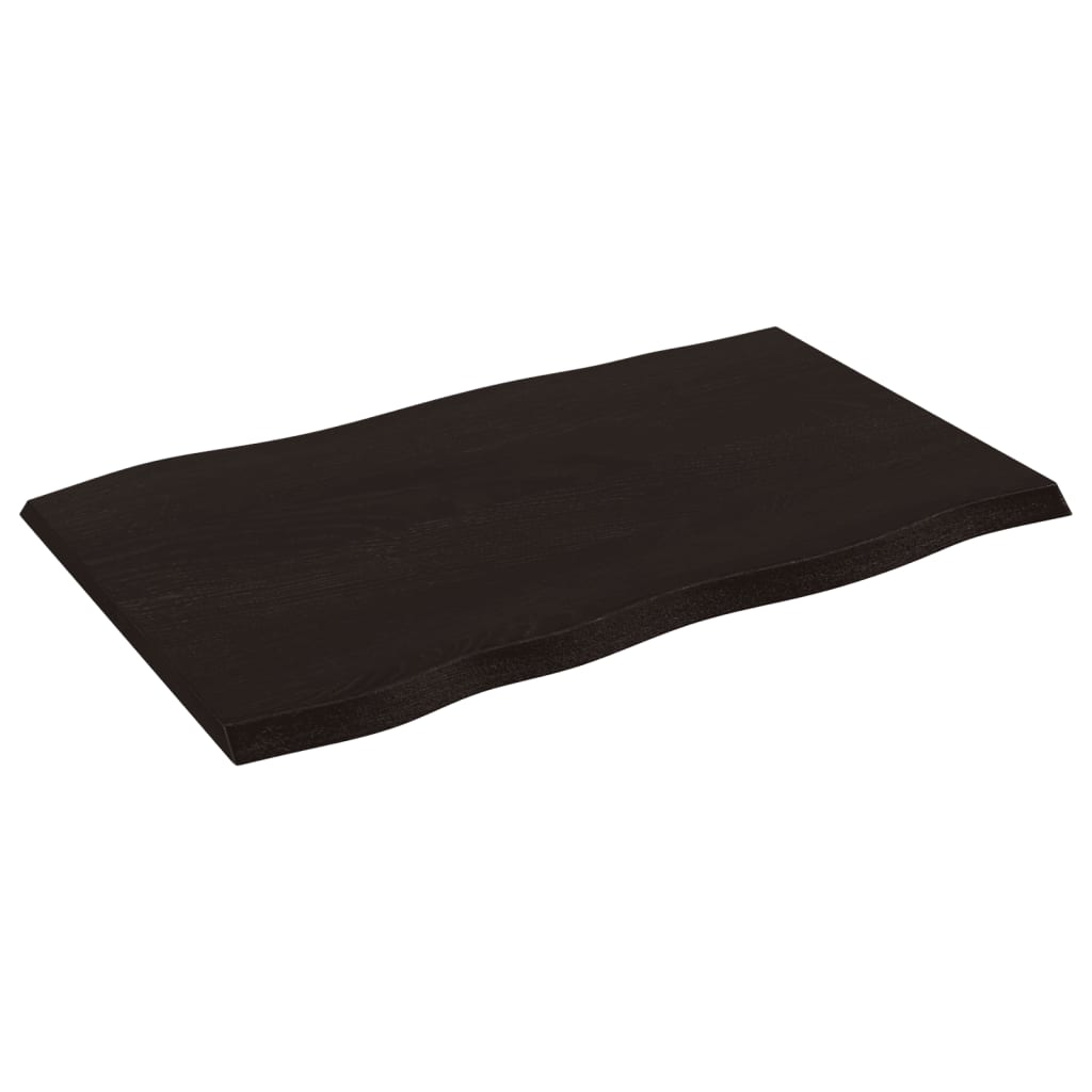 Tischplatte 80x50x2 cm Massivholz Eiche Behandelt Baumkante