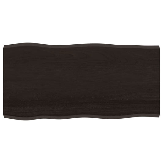 Tischplatte 100x50x2 cm Massivholz Eiche Behandelt Baumkante