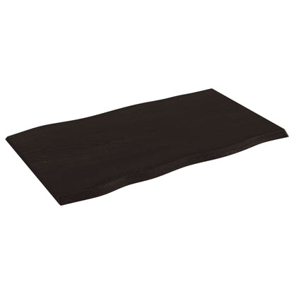 Tischplatte 100x60x2 cm Massivholz Eiche Behandelt Baumkante