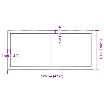 Tischplatte 120x50x(2-6) cm Massivholz Behandelt Baumkante