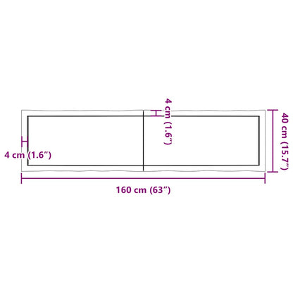 Tischplatte 160x40x(2-6) cm Massivholz Behandelt Baumkante