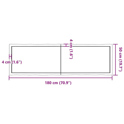 Tischplatte 180x50x(2-6) cm Massivholz Behandelt Baumkante