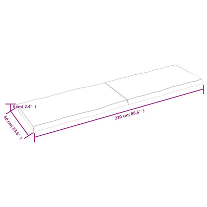 Tischplatte 220x60x(2-6) cm Massivholz Behandelt Baumkante