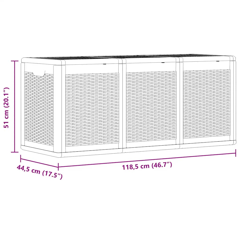 Gartenbox Grau PP Rattan 270 L