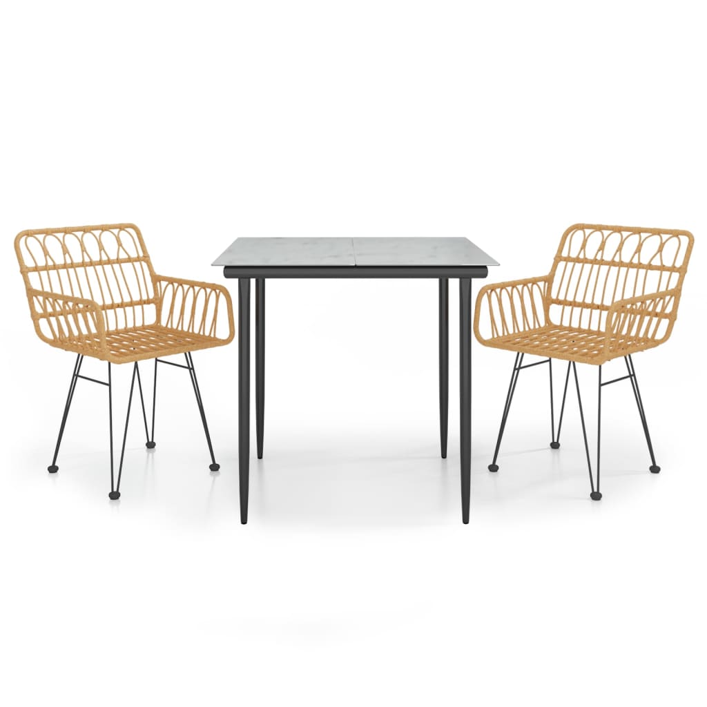 3-tlg. Garten-Essgruppe Poly Rattan