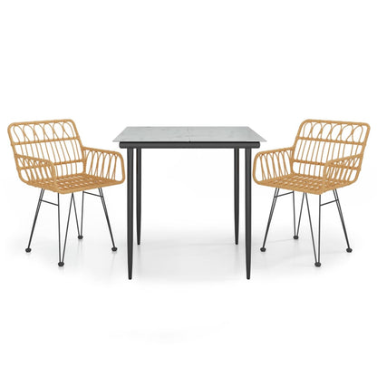 3-tlg. Garten-Essgruppe Poly Rattan