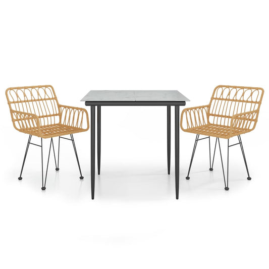 3-tlg. Garten-Essgruppe Poly Rattan