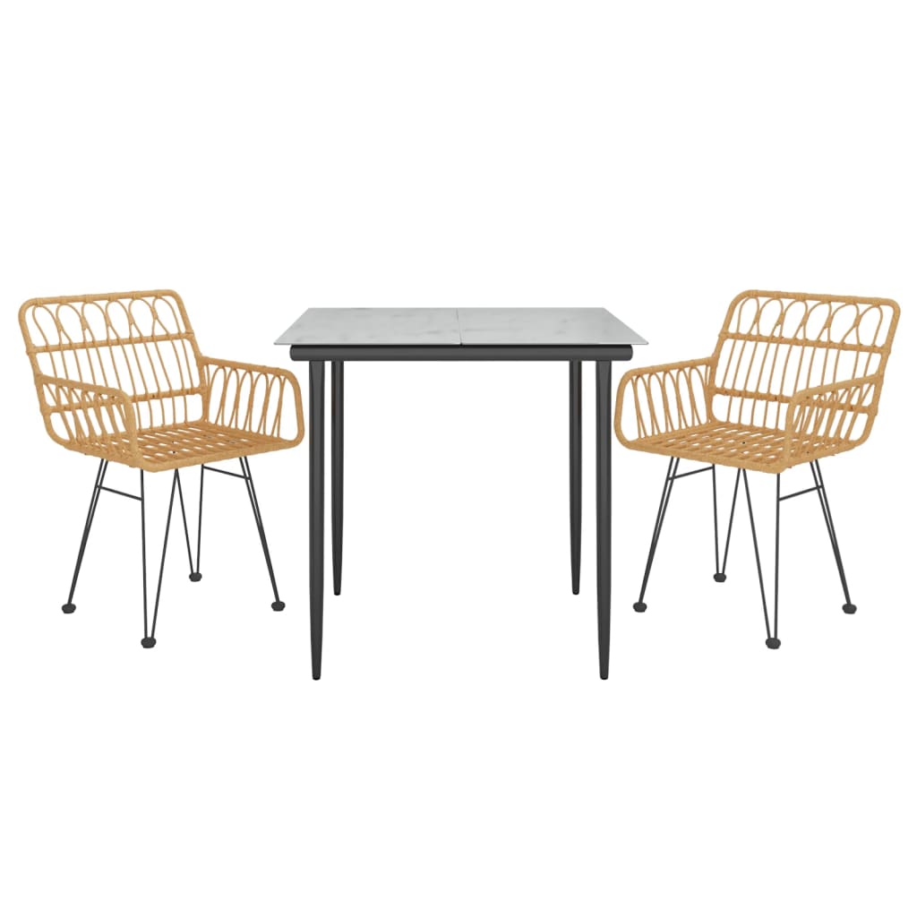 3-tlg. Garten-Essgruppe Poly Rattan