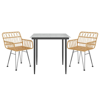 3-tlg. Garten-Essgruppe Poly Rattan