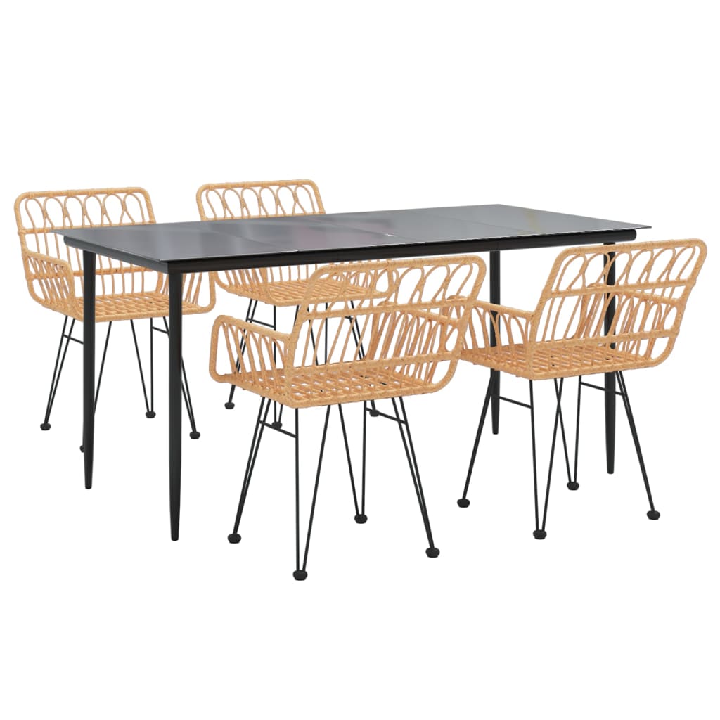 5-tlg. Garten-Essgruppe Poly Rattan