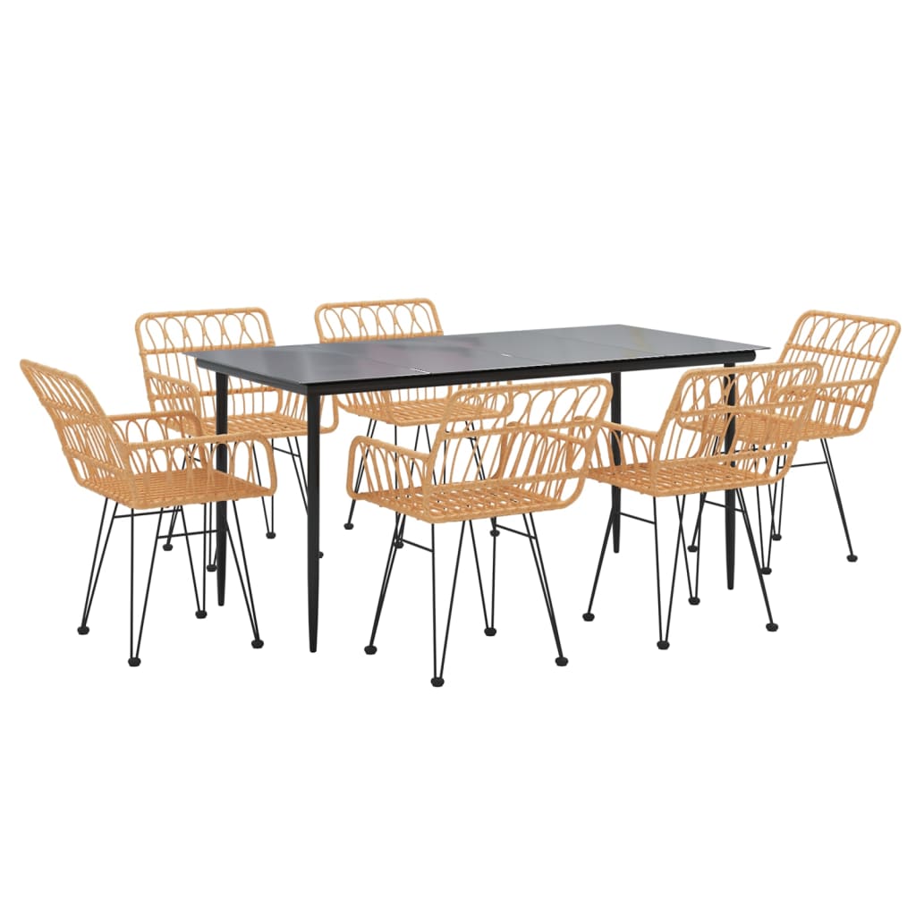 7-tlg. Garten-Essgruppe Poly Rattan