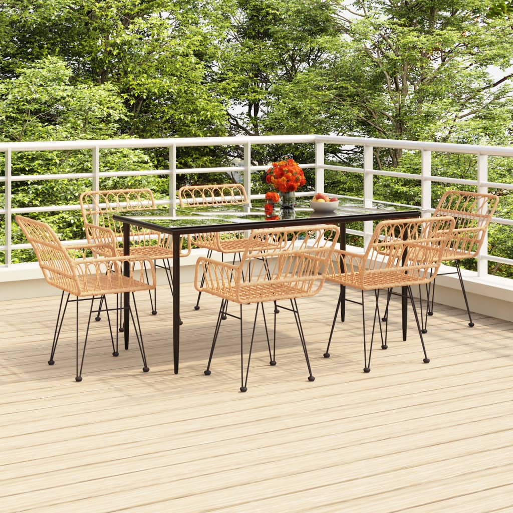 7-tlg. Garten-Essgruppe Poly Rattan