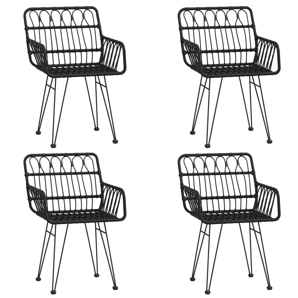 5-tlg. Garten-Essgruppe Schwarz Poly Rattan