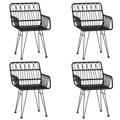 5-tlg. Garten-Essgruppe Schwarz Poly Rattan