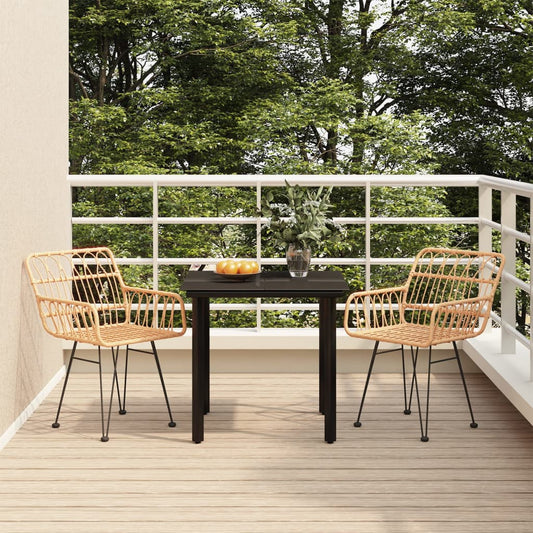 3-tlg. Garten-Essgruppe Poly Rattan