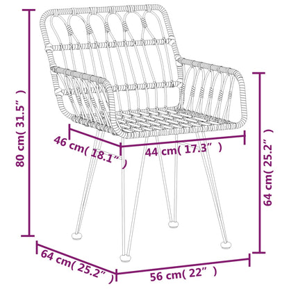 7-tlg. Garten-Essgruppe Schwarz Poly Rattan