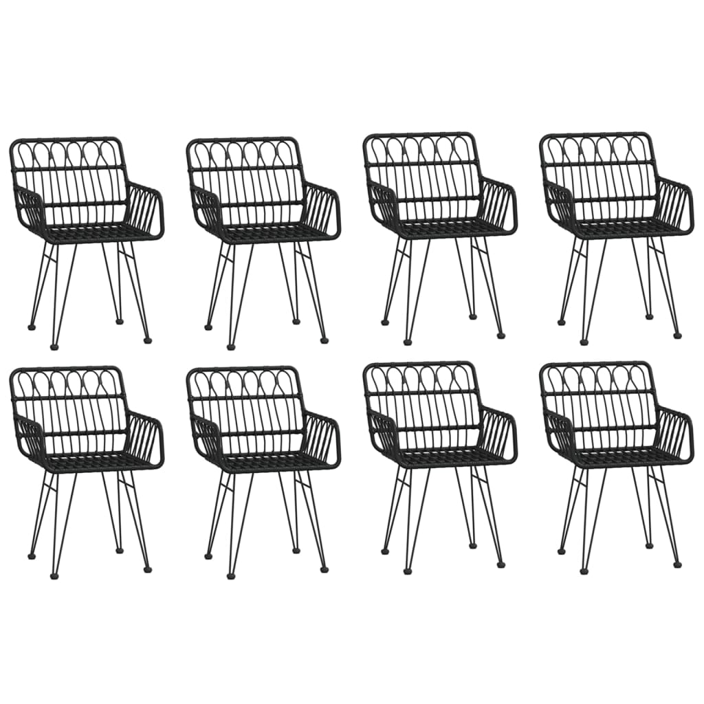 9-tlg. Garten-Essgruppe Schwarz Poly Rattan