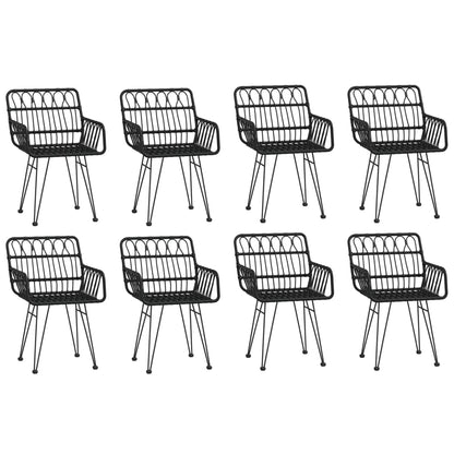 9-tlg. Garten-Essgruppe Schwarz Poly Rattan