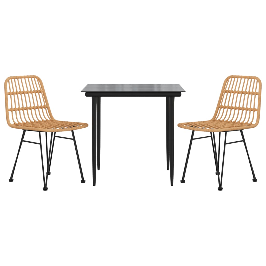 3-tlg. Garten-Essgruppe Poly Rattan