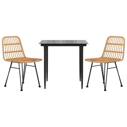 3-tlg. Garten-Essgruppe Poly Rattan