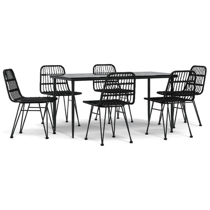 7-tlg. Garten-Essgruppe Schwarz Poly Rattan