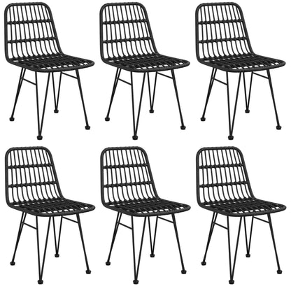 7-tlg. Garten-Essgruppe Schwarz Poly Rattan
