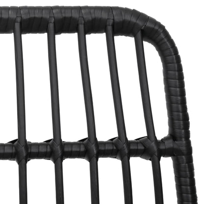 7-tlg. Garten-Essgruppe Schwarz Poly Rattan