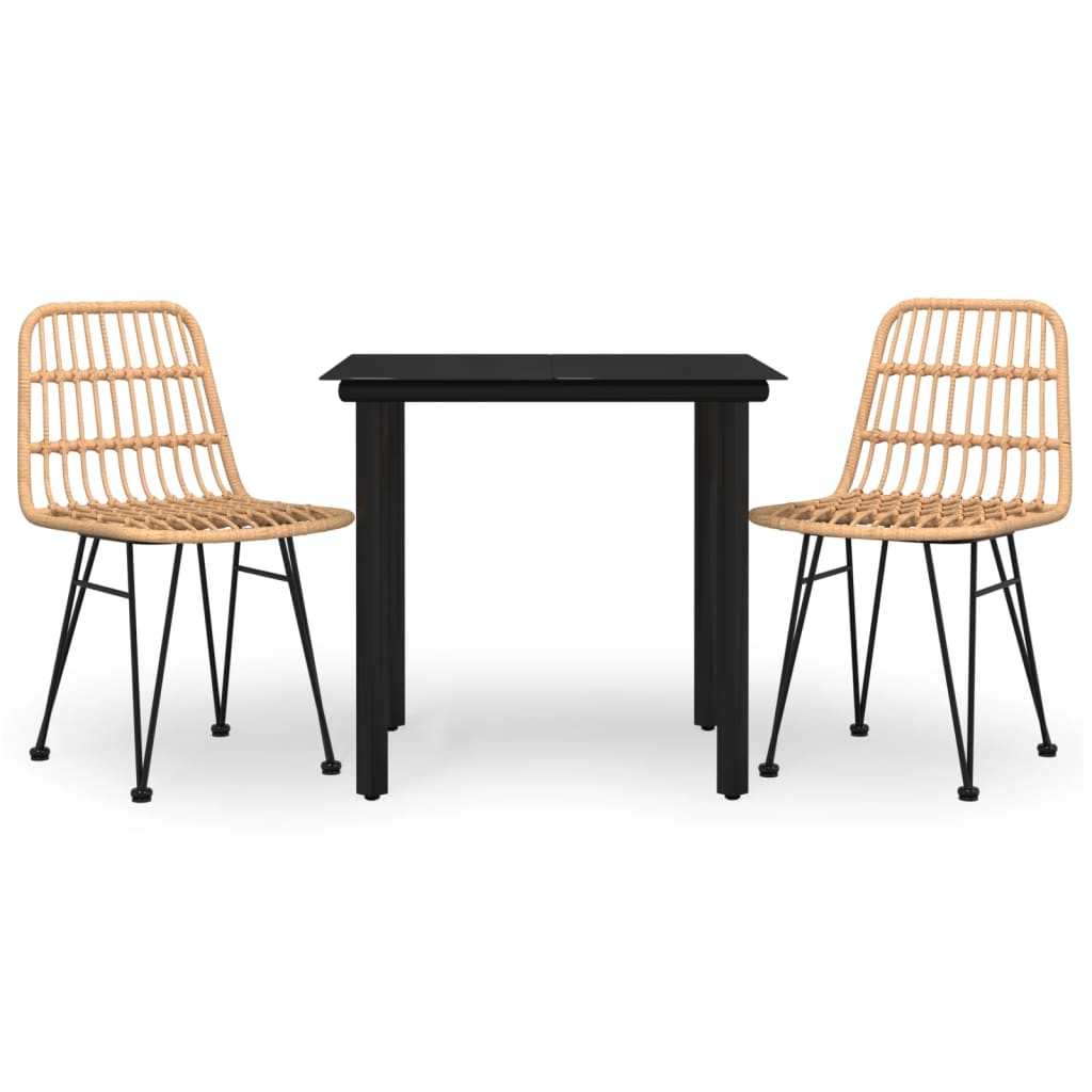 3-tlg. Garten-Essgruppe Poly Rattan