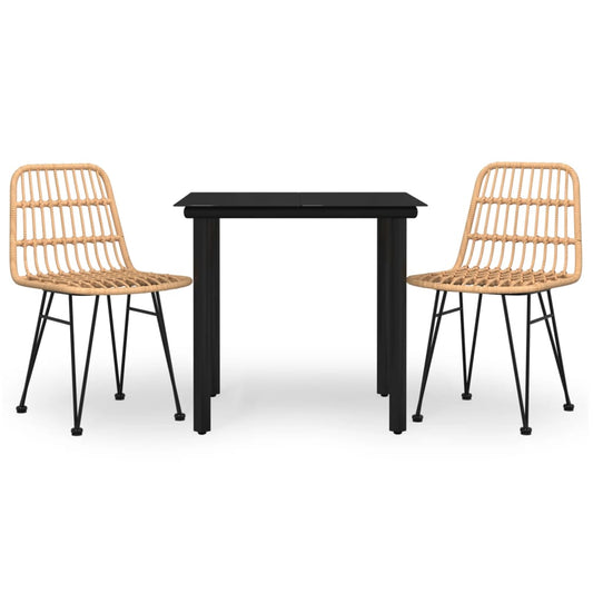 3-tlg. Garten-Essgruppe Poly Rattan