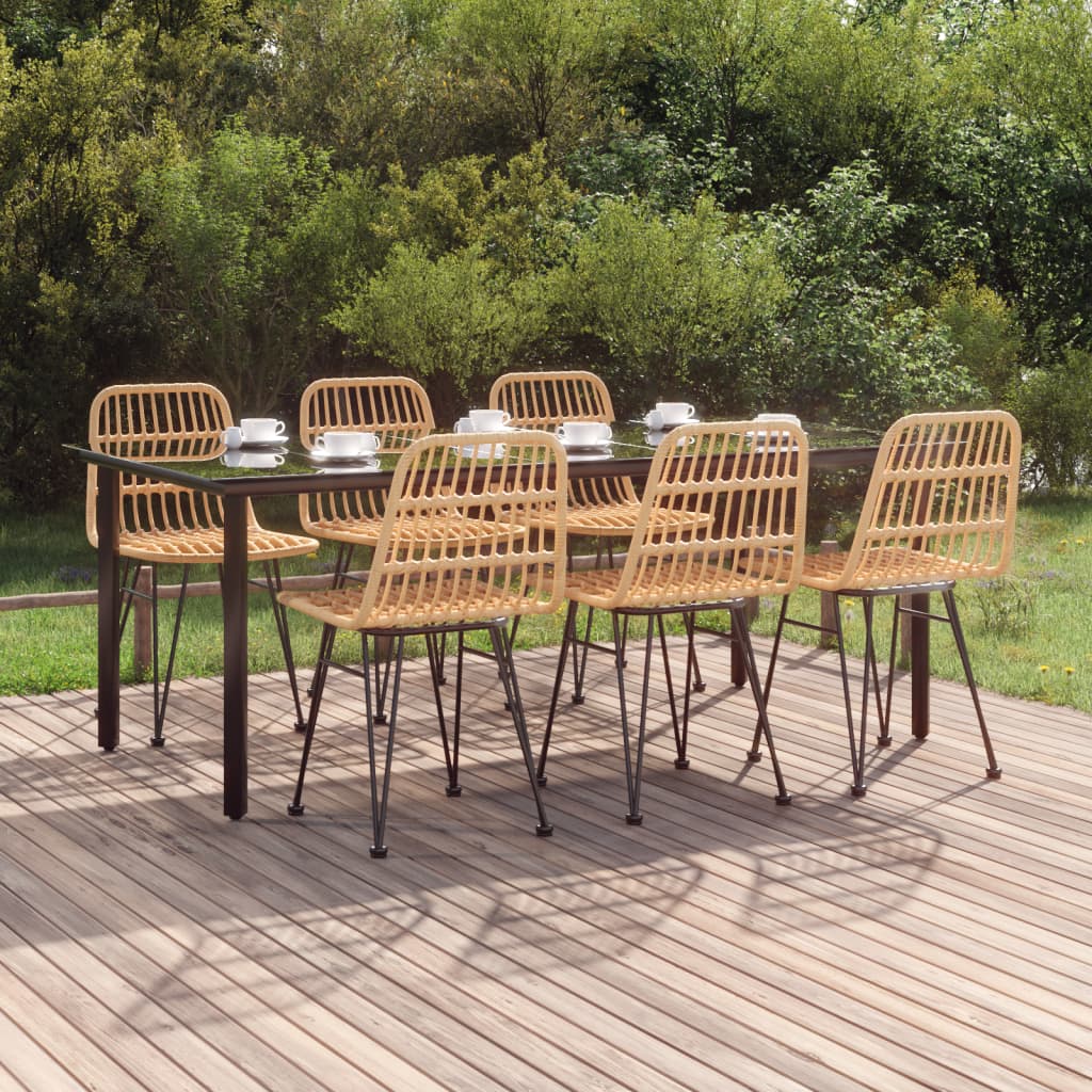 7-tlg. Garten-Essgruppe Poly Rattan