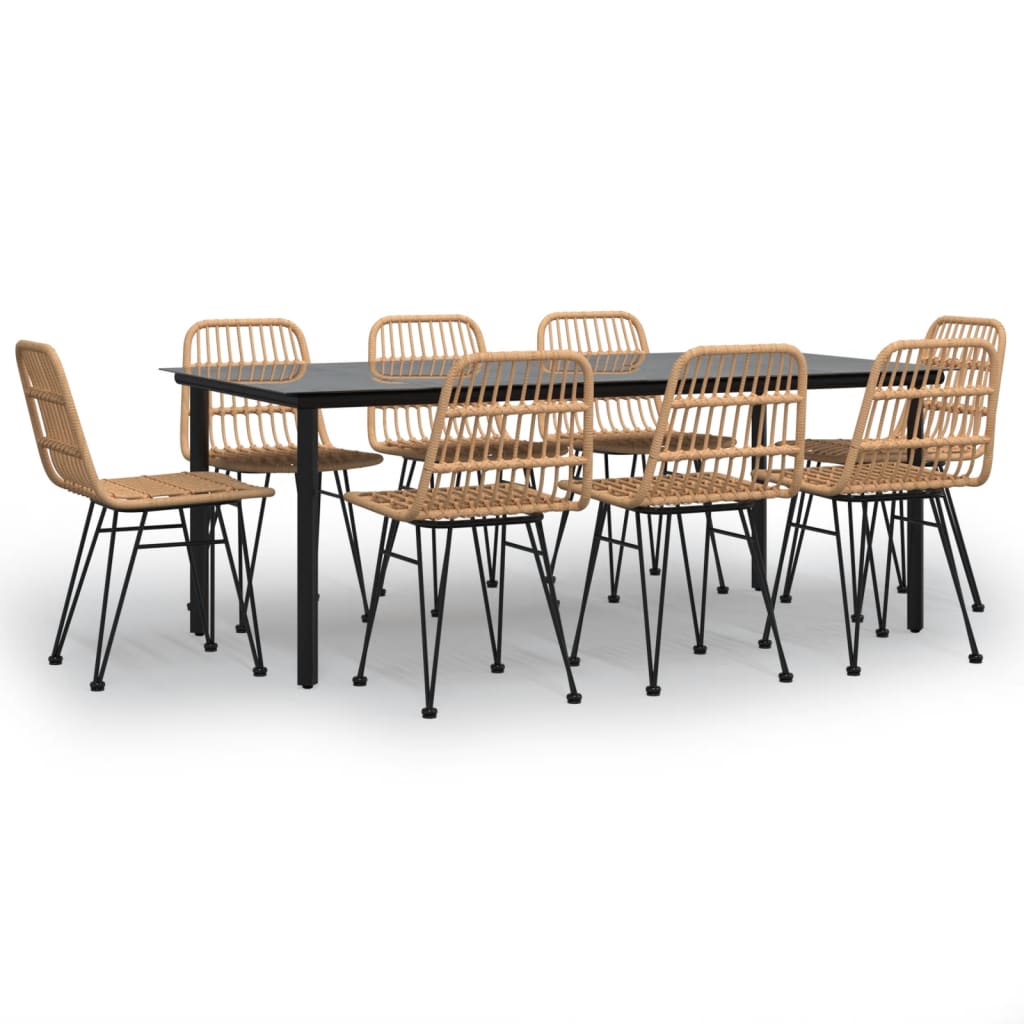 9-tlg. Garten-Essgruppe Poly Rattan