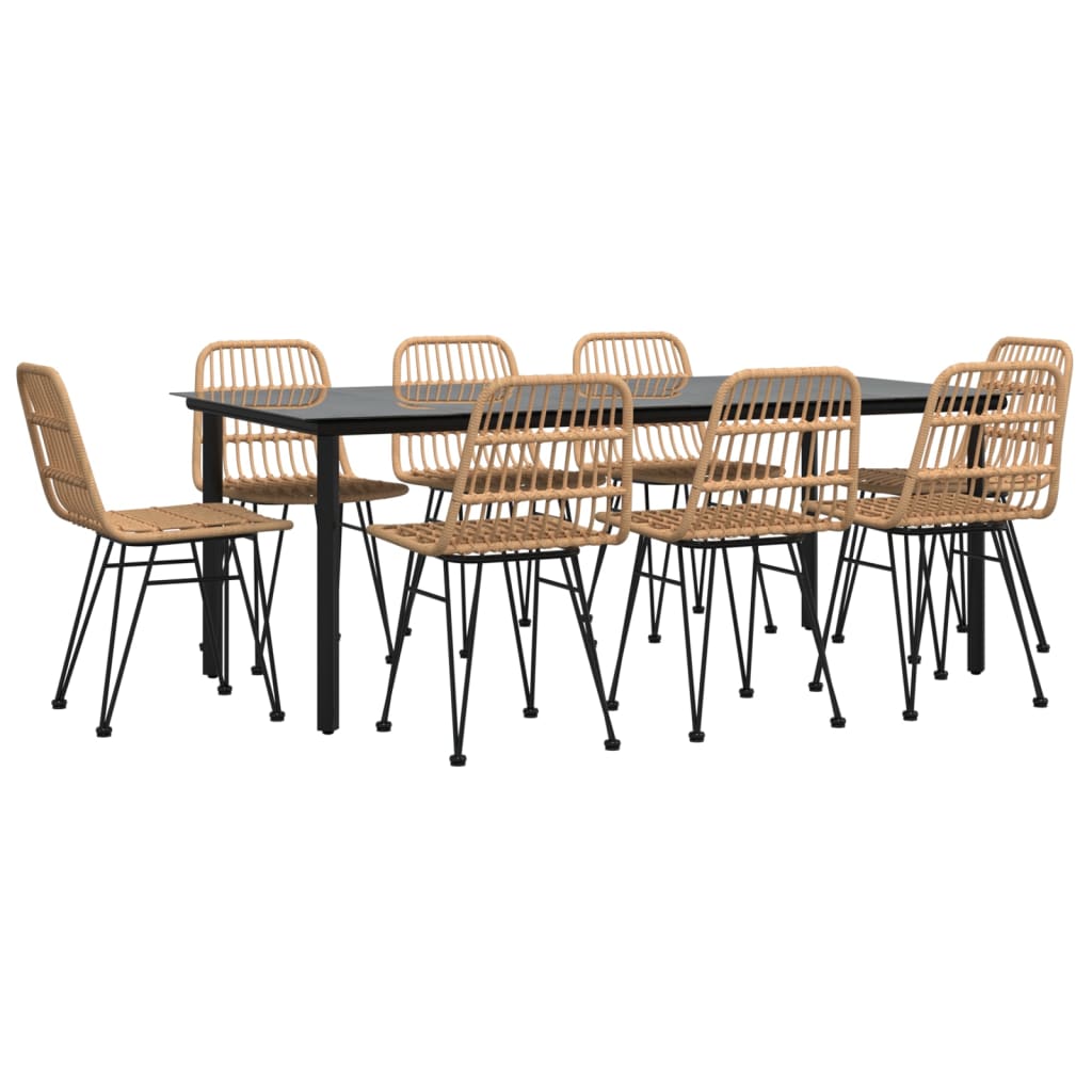 9-tlg. Garten-Essgruppe Poly Rattan