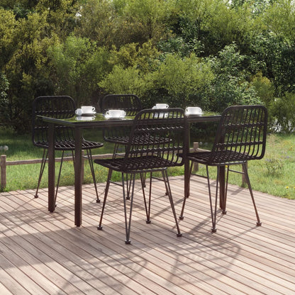5-tlg. Garten-Essgruppe Schwarz Poly Rattan