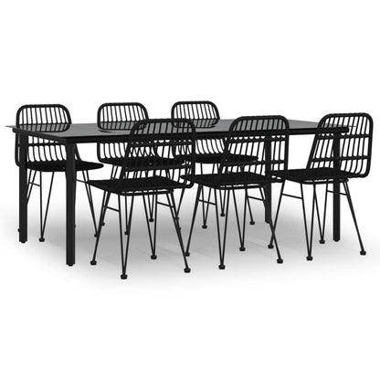 7-tlg. Garten-Essgruppe Schwarz Poly Rattan