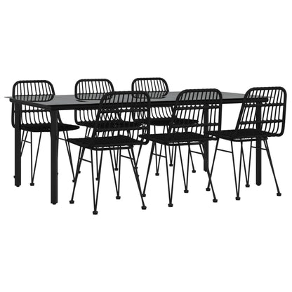 7-tlg. Garten-Essgruppe Schwarz Poly Rattan