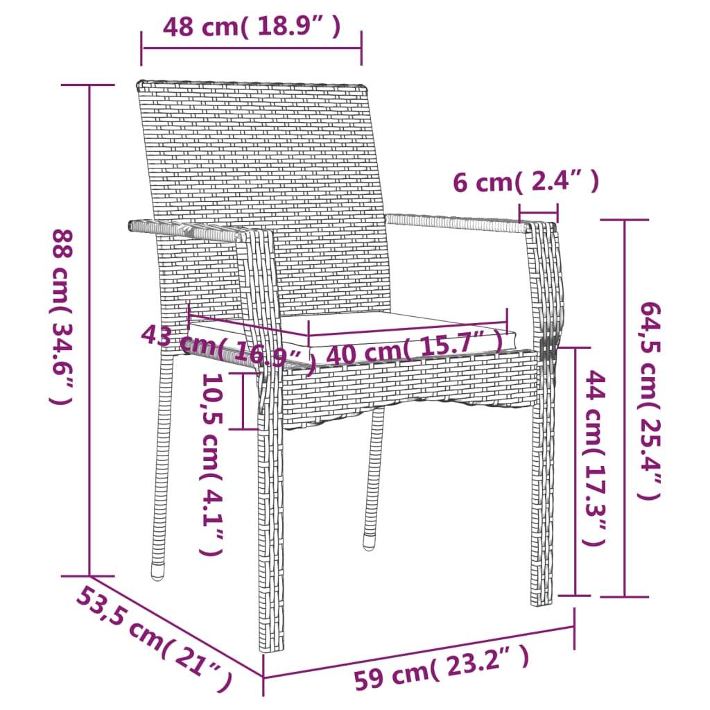 9-tlg. Garten-Essgruppe mit Kissen Grau Poly Rattan