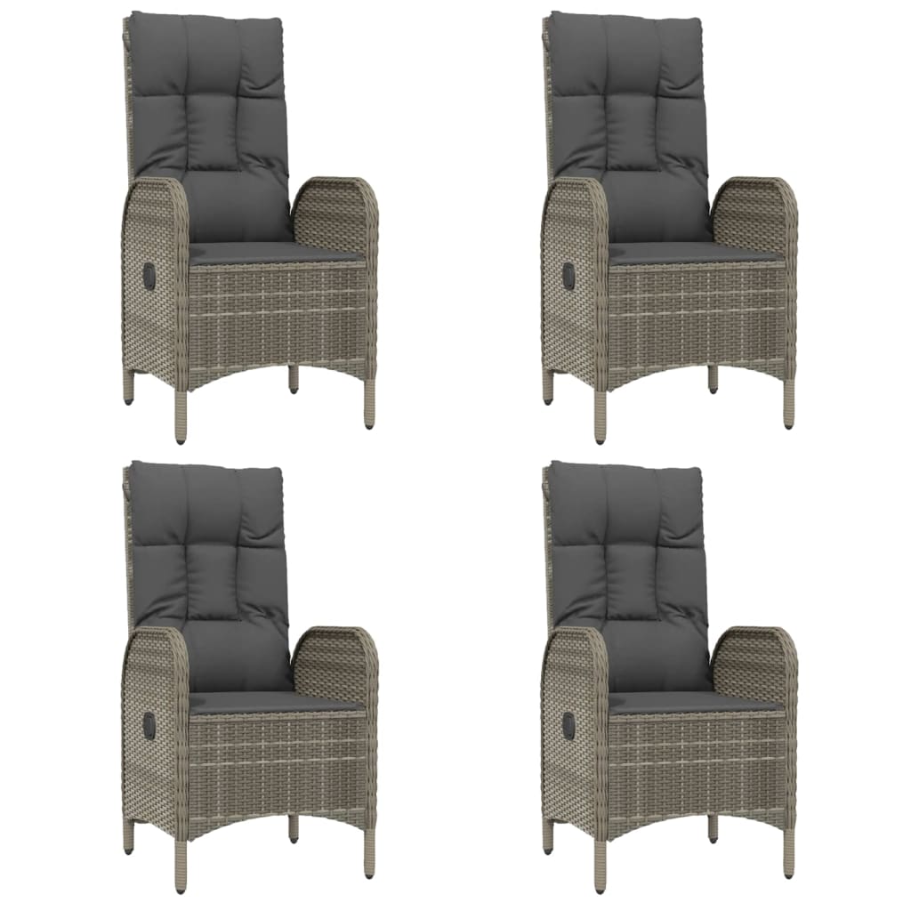 5-tlg. Garten-Essgruppe mit Kissen Grau Poly Rattan