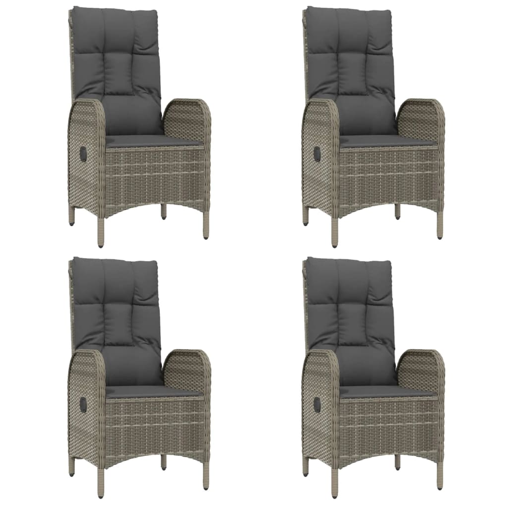 7-tlg. Garten-Essgruppe mit Kissen Grau Poly Rattan