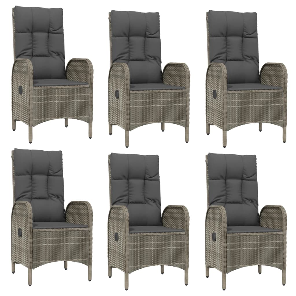9-tlg. Garten-Essgruppe mit Kissen Grau Poly Rattan