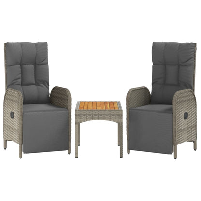 5-tlg. Garten-Essgruppe mit Kissen Grau Poly Rattan