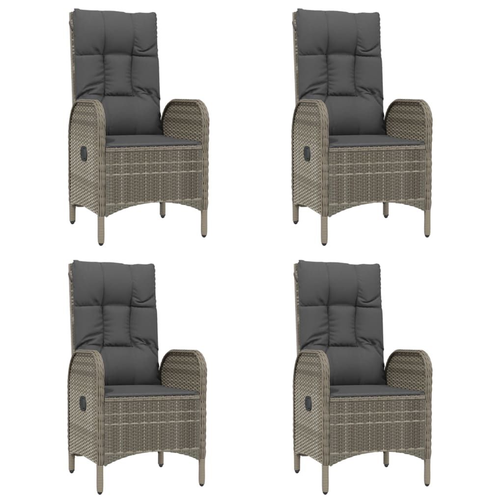 5-tlg. Garten-Essgruppe mit Kissen Schwarz und Grau Poly Rattan