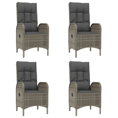 5-tlg. Garten-Essgruppe mit Kissen Schwarz und Grau Poly Rattan