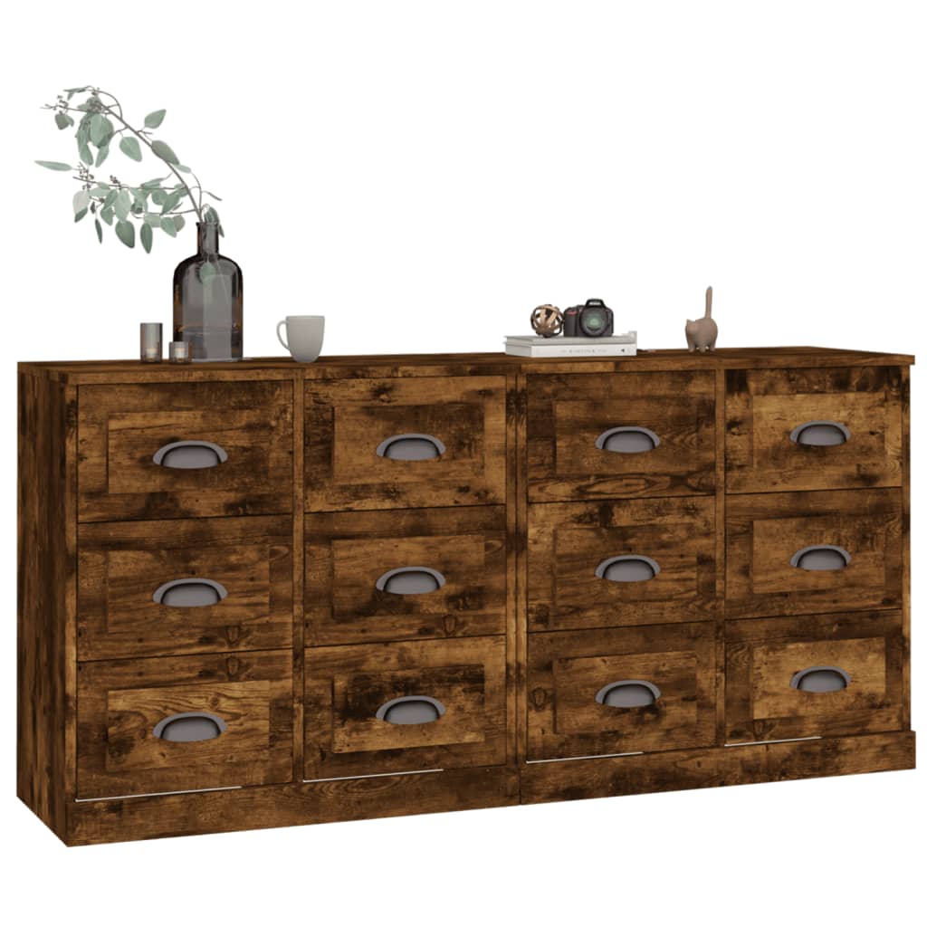 Sideboards 2 Stk. Räuchereiche Holzwerkstoff