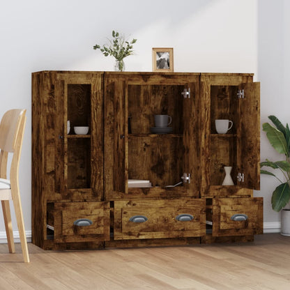 Highboards 3 Stk. Räuchereiche Holzwerkstoff