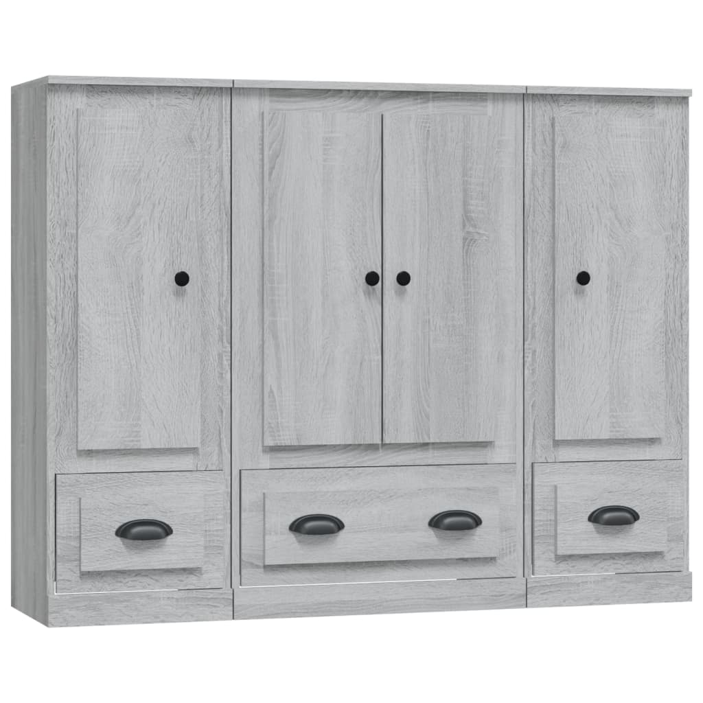 Highboards 3 Stk. Grau Sonoma Holzwerkstoff